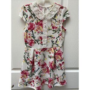 h MONTEAU GIRL multi color floral cap sleeve dress